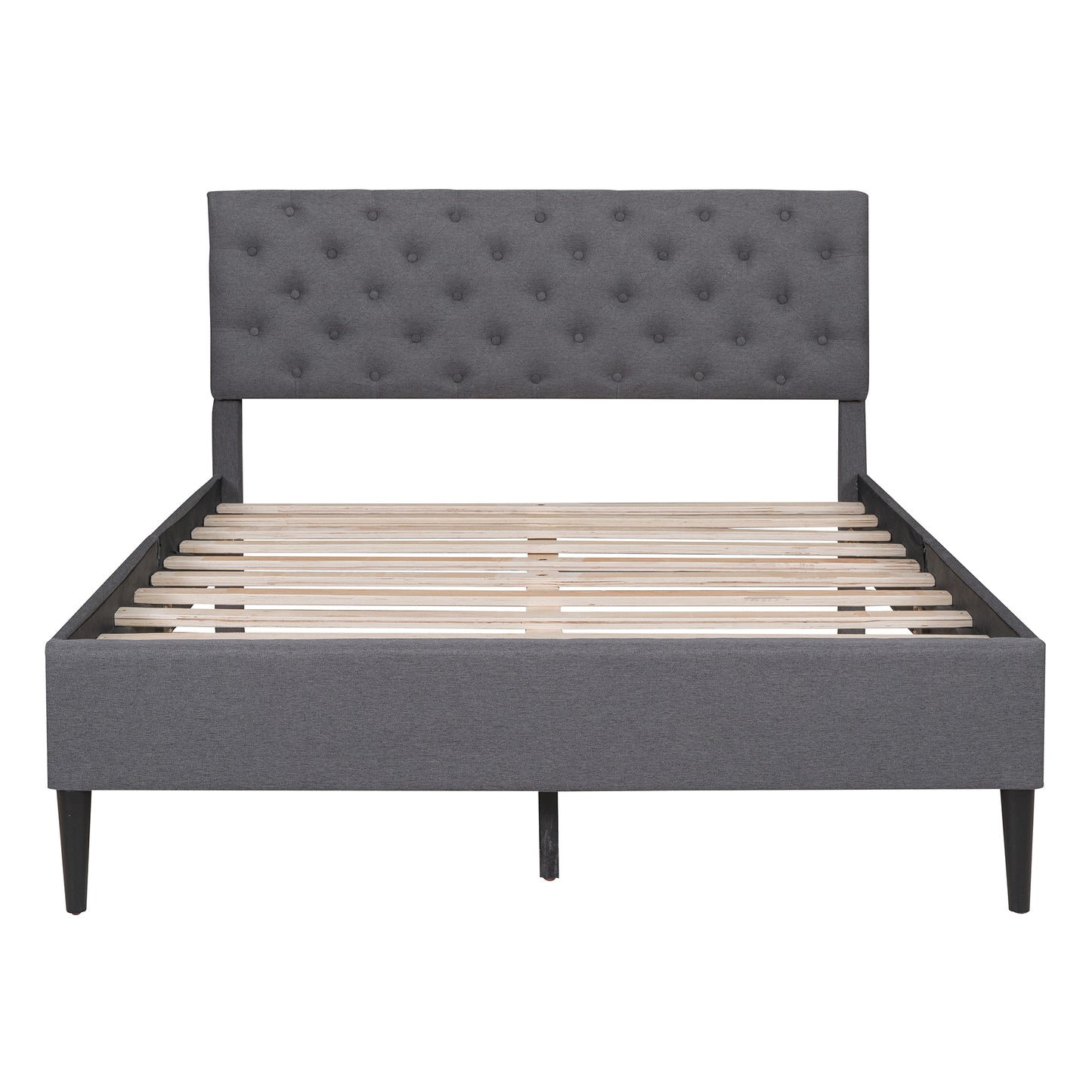 BTMWAY Upholstered Bed Frame, New Upgraded Upholstered Fabric Platform Bed with Headboard, LJC