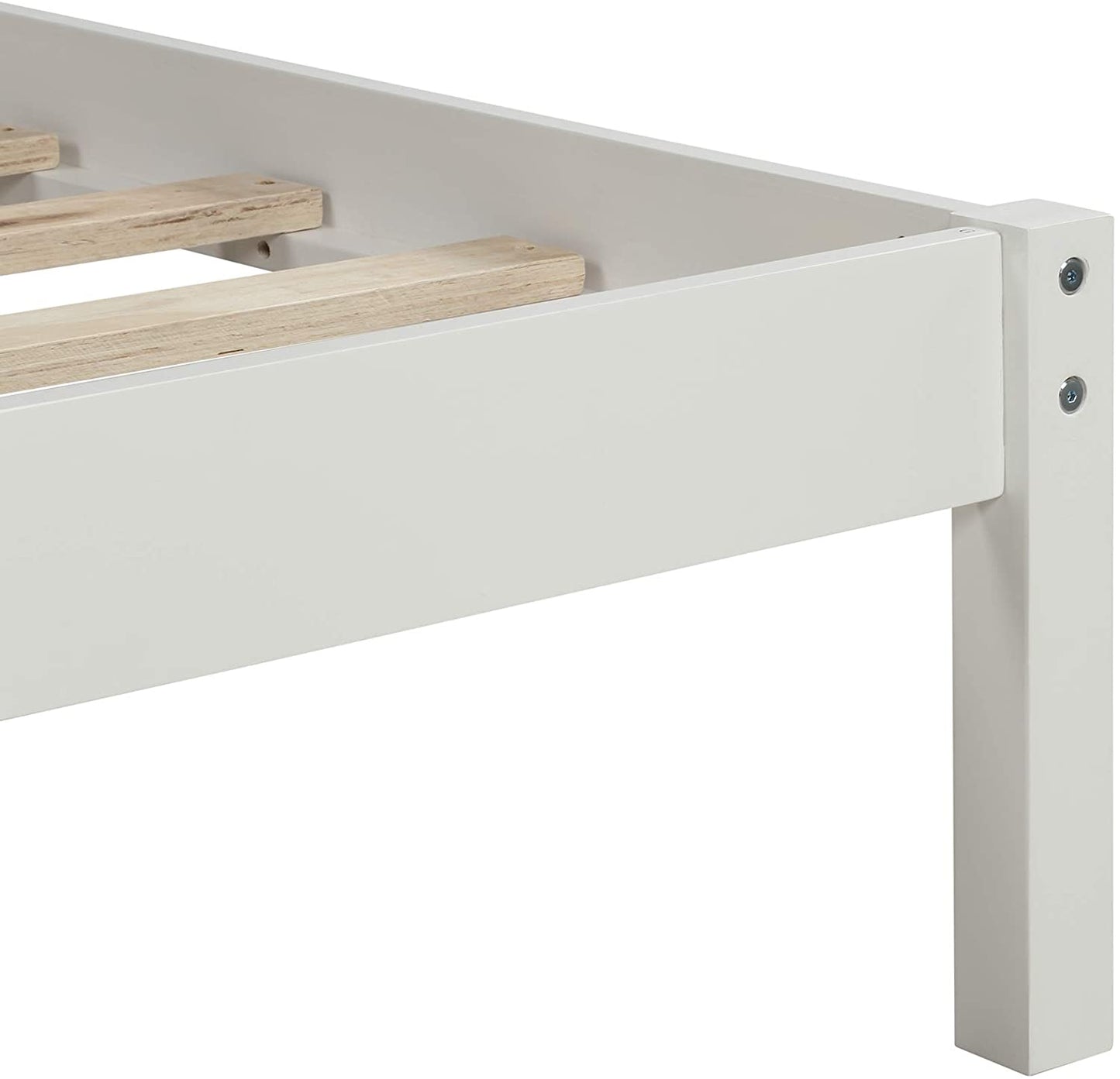 Queen Bed Frame, Wooden Platform Bed Frame Queen Size, White, A02