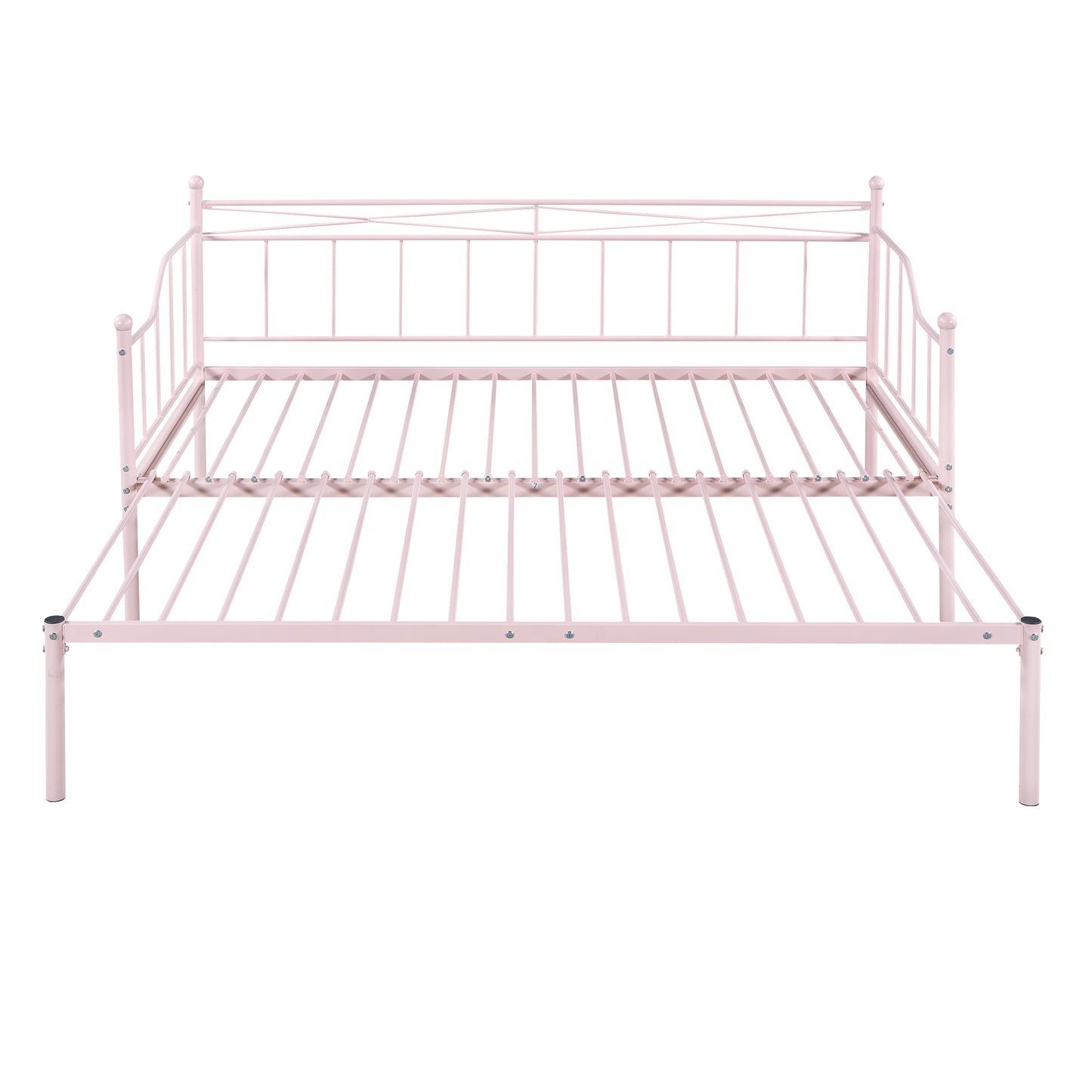 BTMWAY Daybed with Trundle Included, Twin Size Metal Daybed Frame with Adjustable Trundle, Heavy Duty Extendable Daybed with Pop Up Trundle Bed