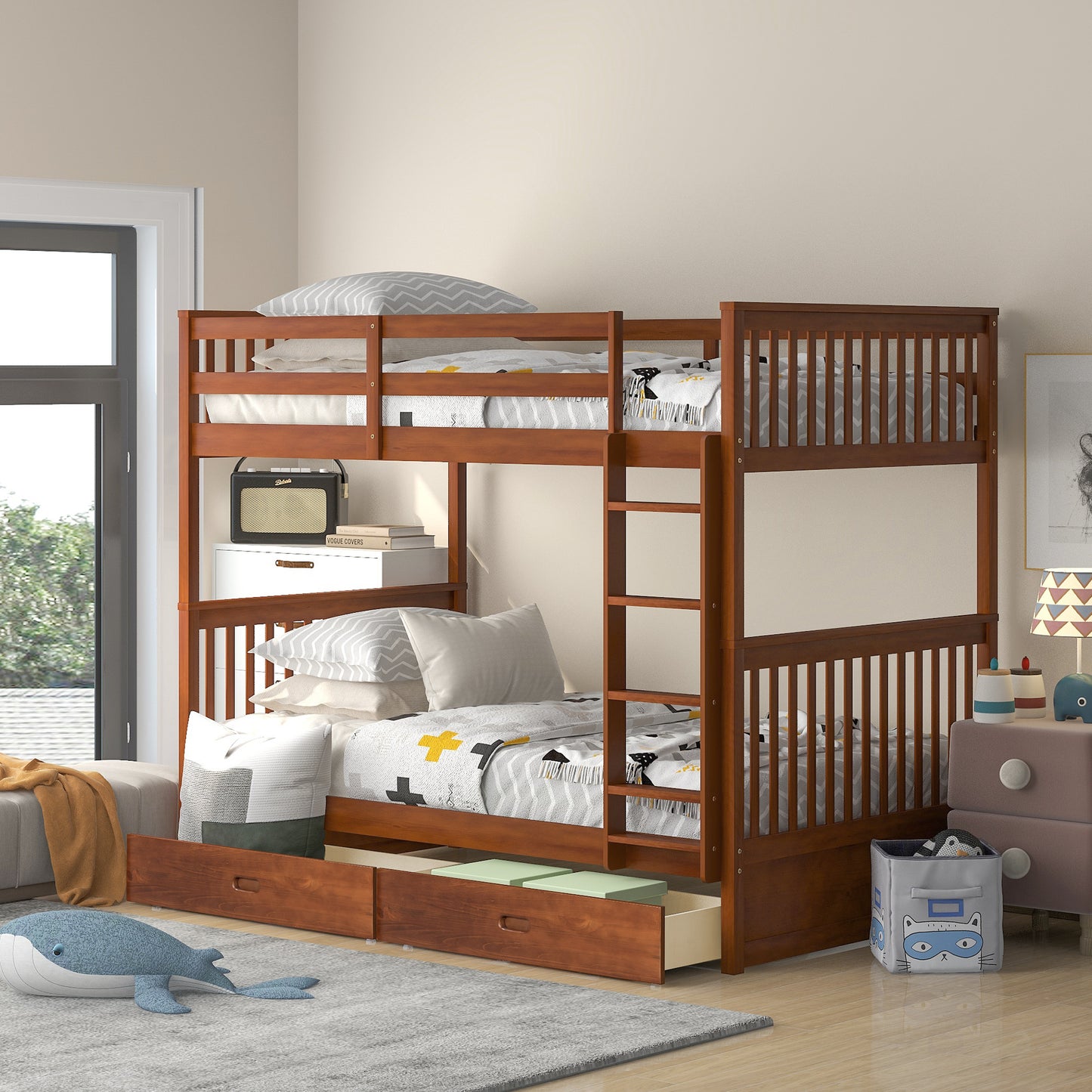 BTMWAY Bunk Bed with Storage, LJC