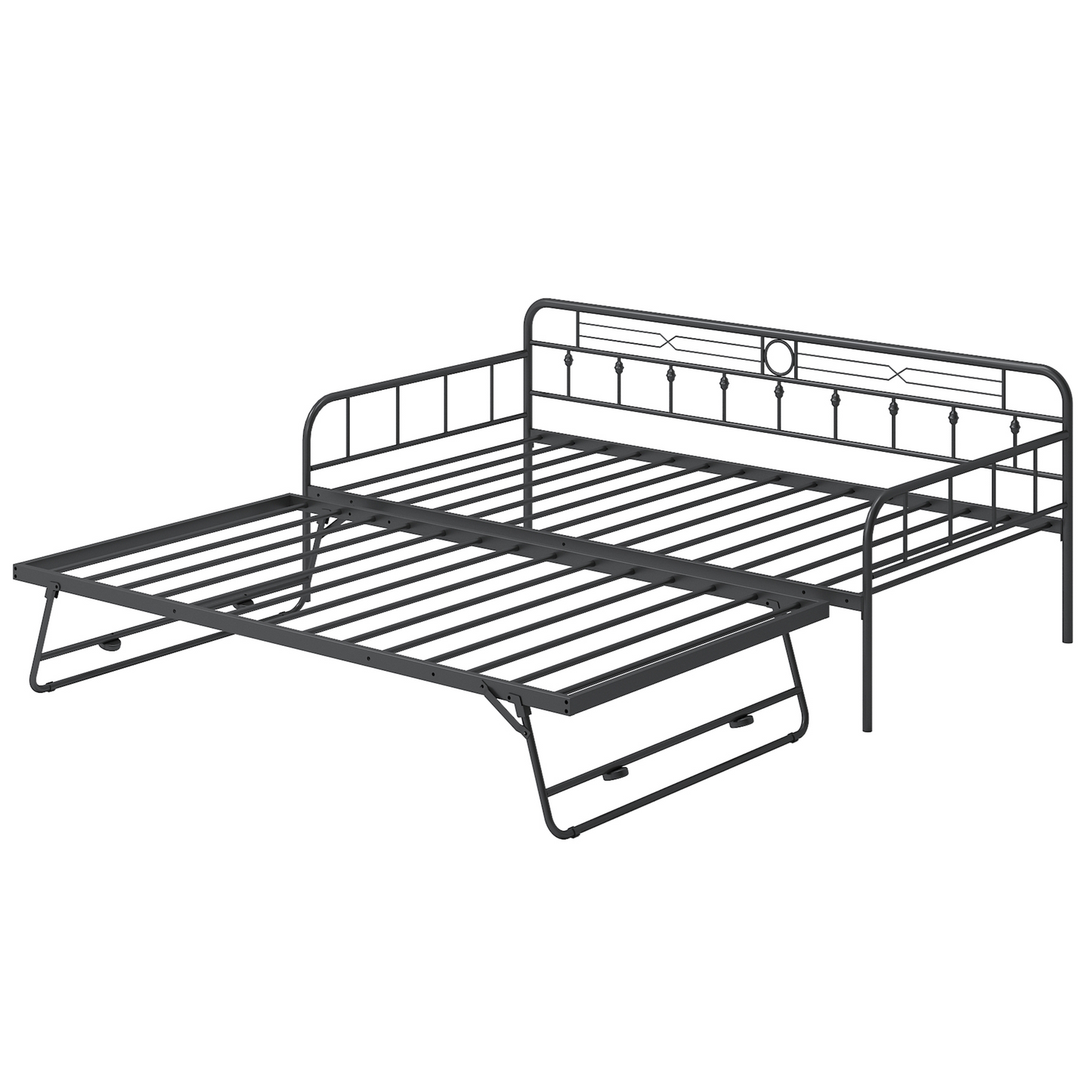 BTMWAY Twin Daybed with Trundle Included, Metal Daybed Frame with Pull-Out Trundle Bed