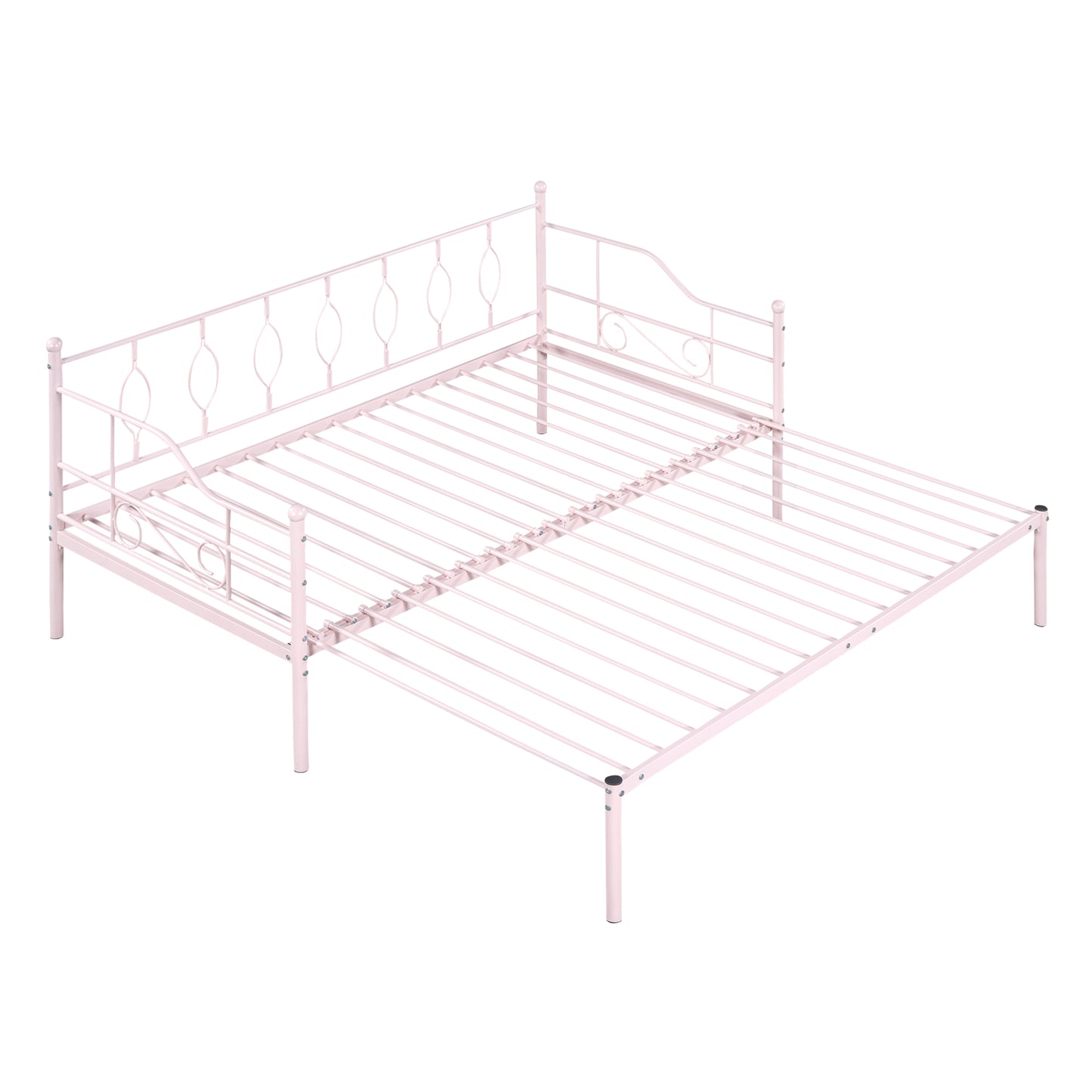 BTMWAY Daybed with Trundle Included, Twin Size Metal Daybed Frame with Adjustable Trundle, Heavy Duty Extendable Daybed with Pop Up Trundle Bed