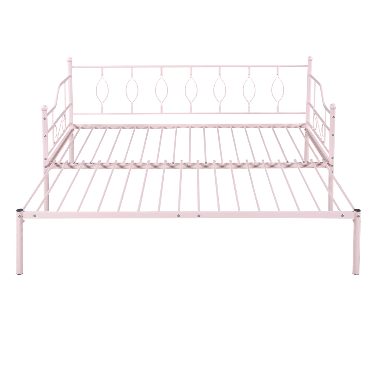 BTMWAY Daybed with Trundle Included, Twin Size Metal Daybed Frame with Adjustable Trundle, Heavy Duty Extendable Daybed with Pop Up Trundle Bed