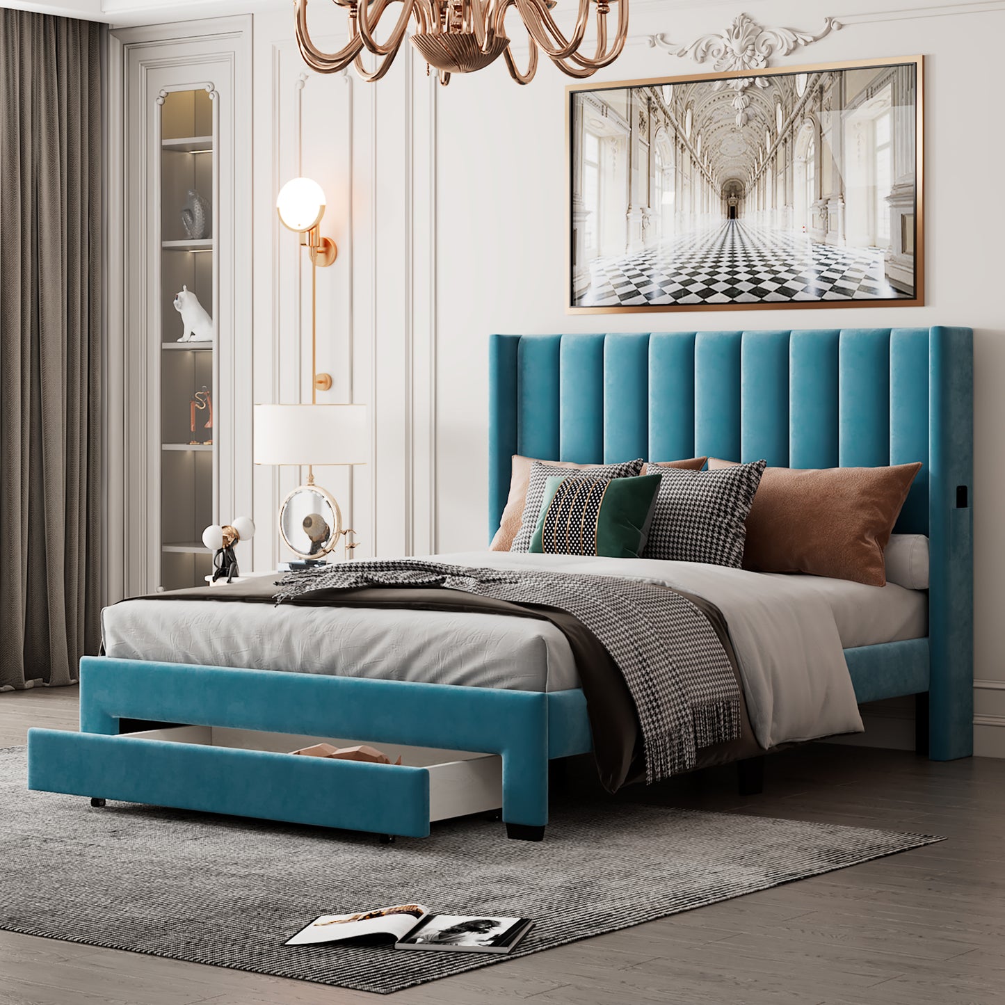 BTMWAY Queen Platform Bed Frame with Storage, LJC01