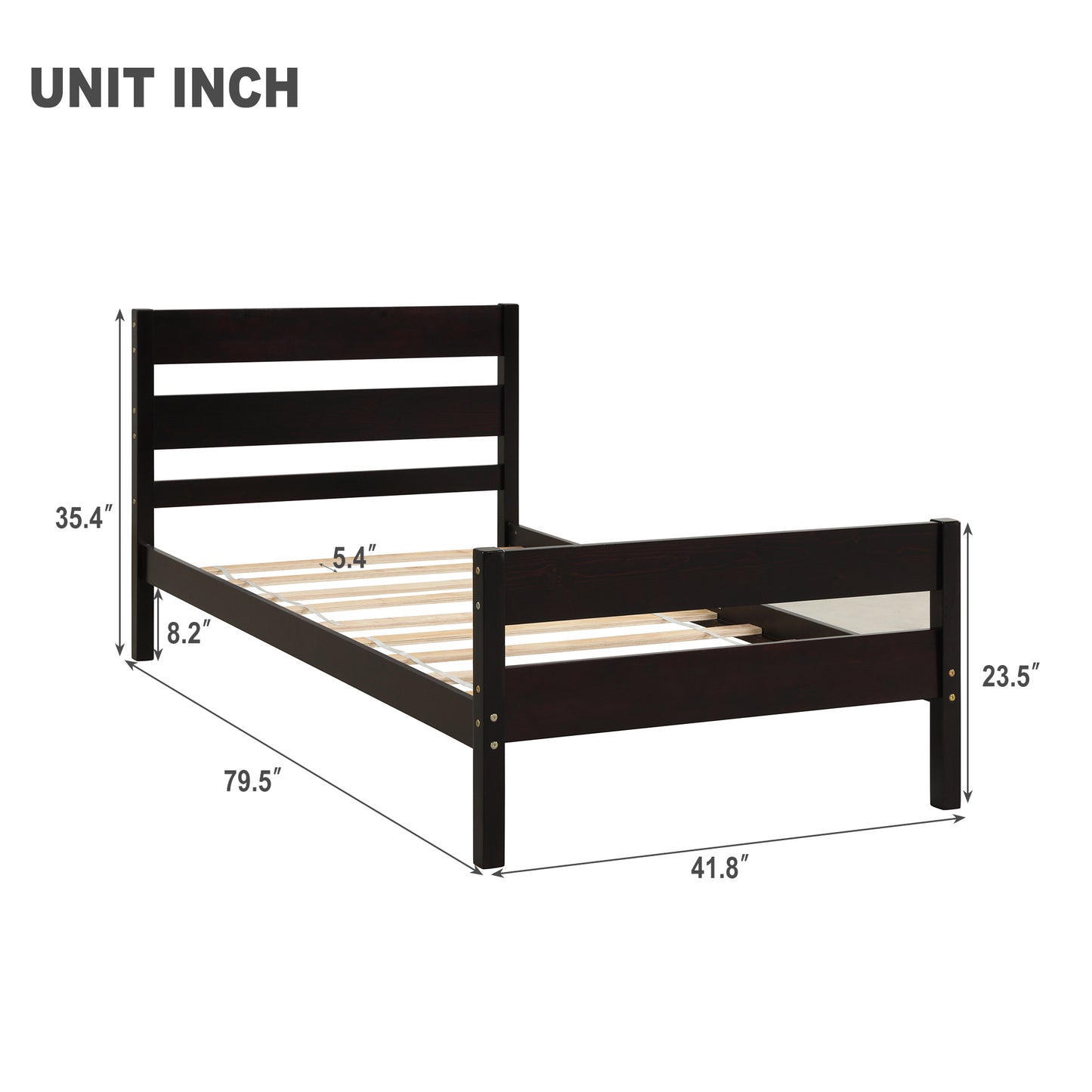 BTMWAY Twin Bed Frame with Headboard, Wood Platform Bed Frame, Modern Twin Size Bed Frame for Kids Teens, No Box Spring Needed, LJC