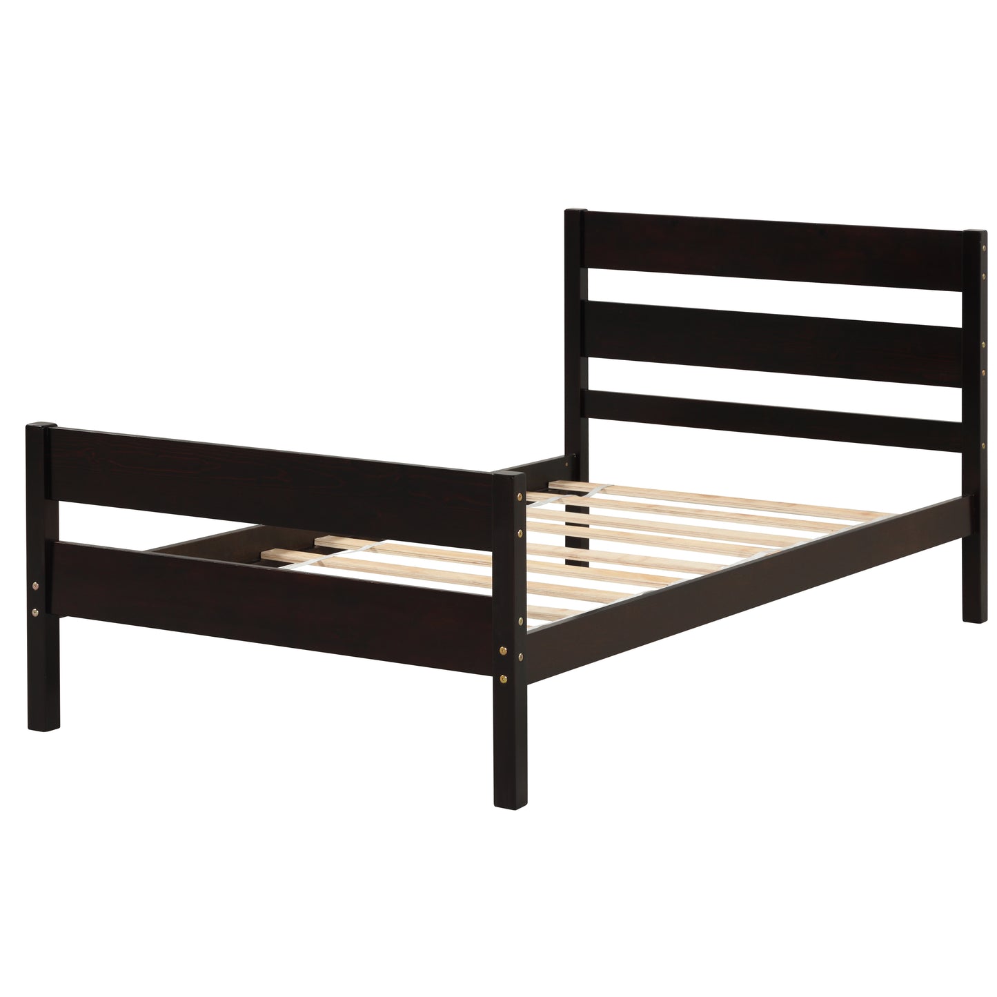 BTMWAY Twin Bed Frame with Headboard, Wood Platform Bed Frame, Modern Twin Size Bed Frame for Kids Teens, No Box Spring Needed, LJC