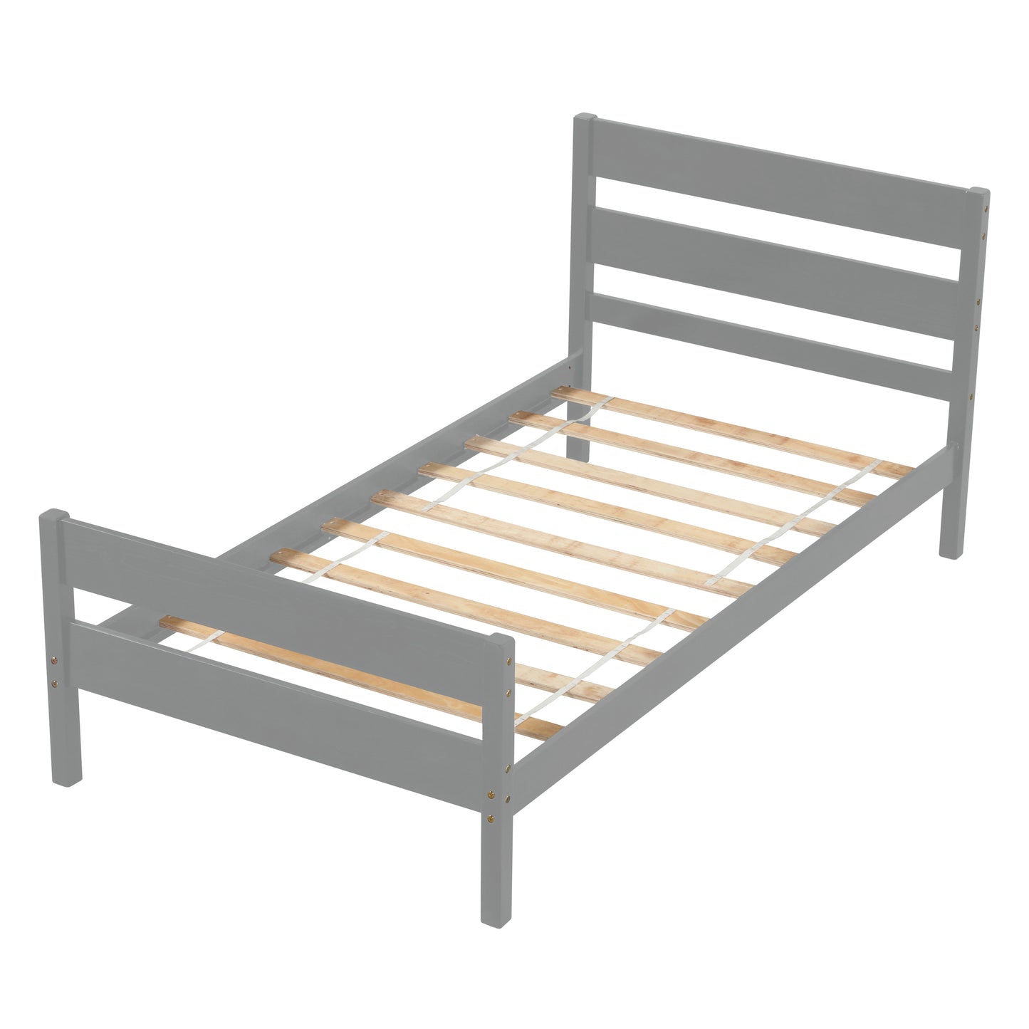 BTMWAY Twin Bed Frame with Headboard, Wood Platform Bed Frame, Modern Twin Size Bed Frame for Kids Teens, No Box Spring Needed, LJC