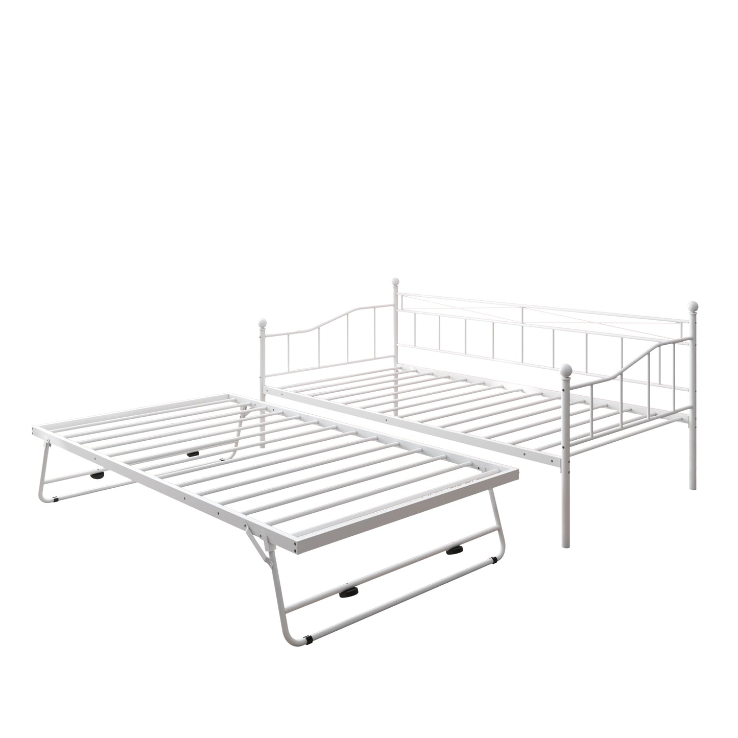 BTMWAY Twin Daybed with Trundle Included, Metal Daybed Frame with Pull-Out Trundle Bed