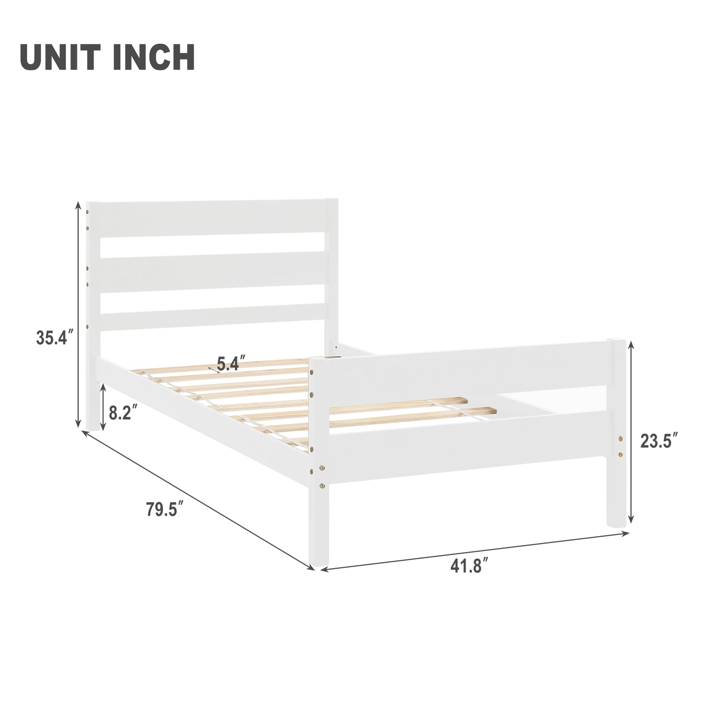 BTMWAY Twin Bed Frame with Headboard, Wood Platform Bed Frame, Modern Twin Size Bed Frame for Kids Teens, No Box Spring Needed, LJC