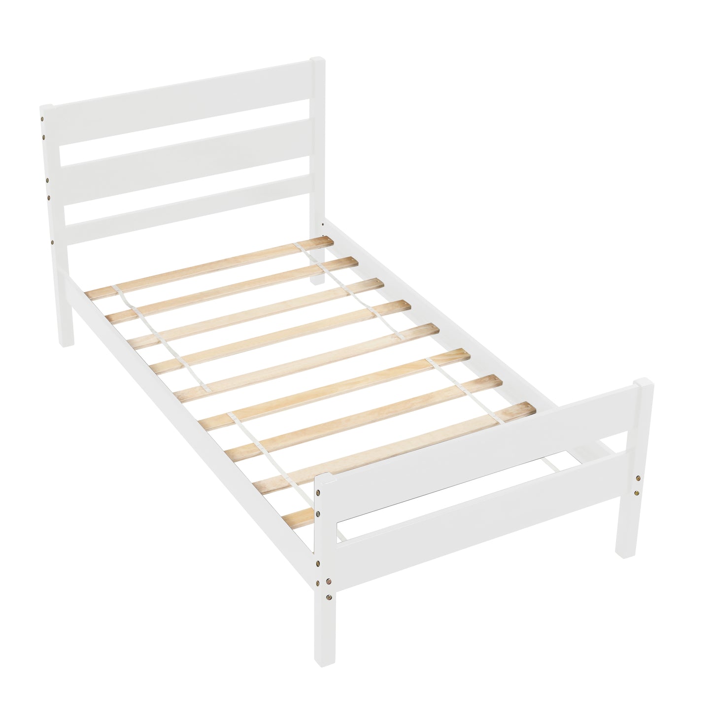 BTMWAY Wood Twin Bed Frame for Kids, Solid Wood Platform Bed Frame with Headboard and Footboard, LJC