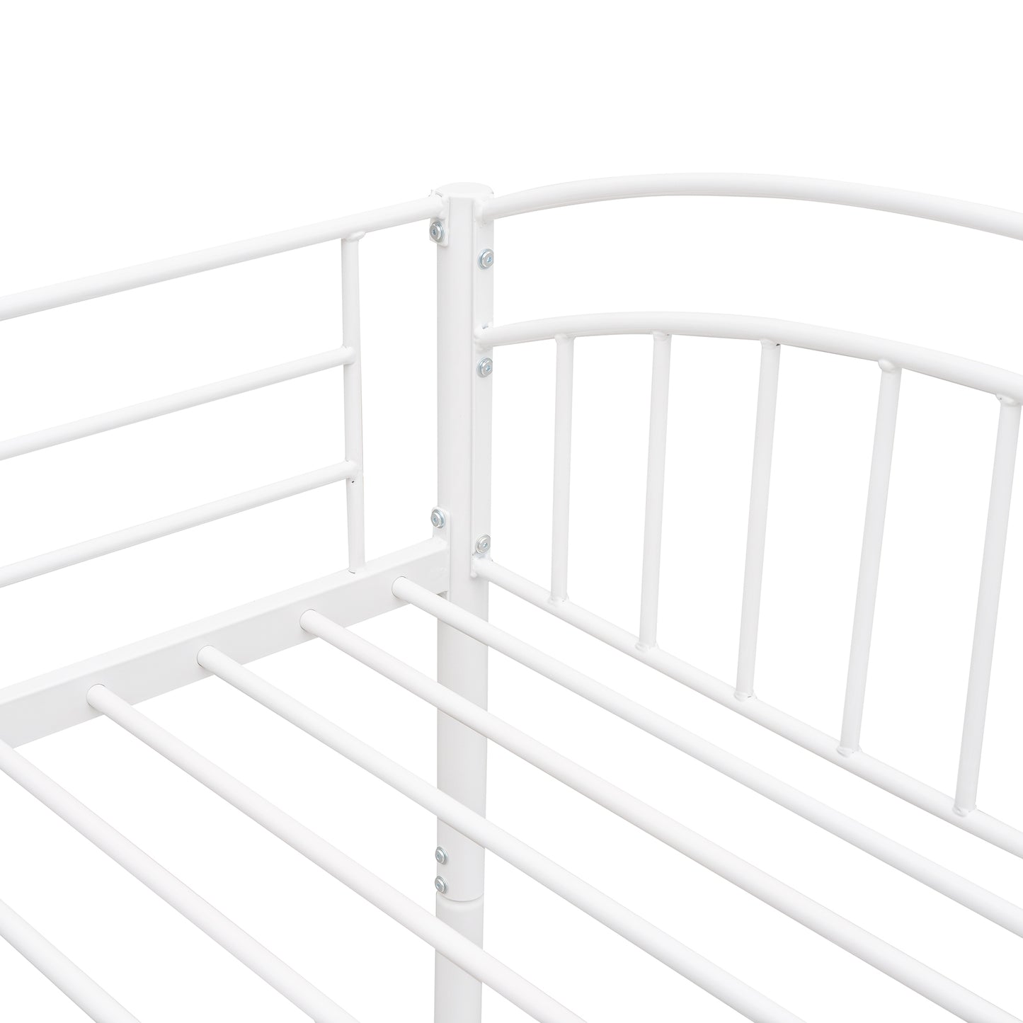 BTMWAY Twin Over Twin Metal Bunk Bed, Heavy Duty Twin Bunk Beds for Kids Teens Adults, Divided into Two Beds No Box Spring Needed, Bunk Bed Twin Over Twin with Guardrails, Ladder, White