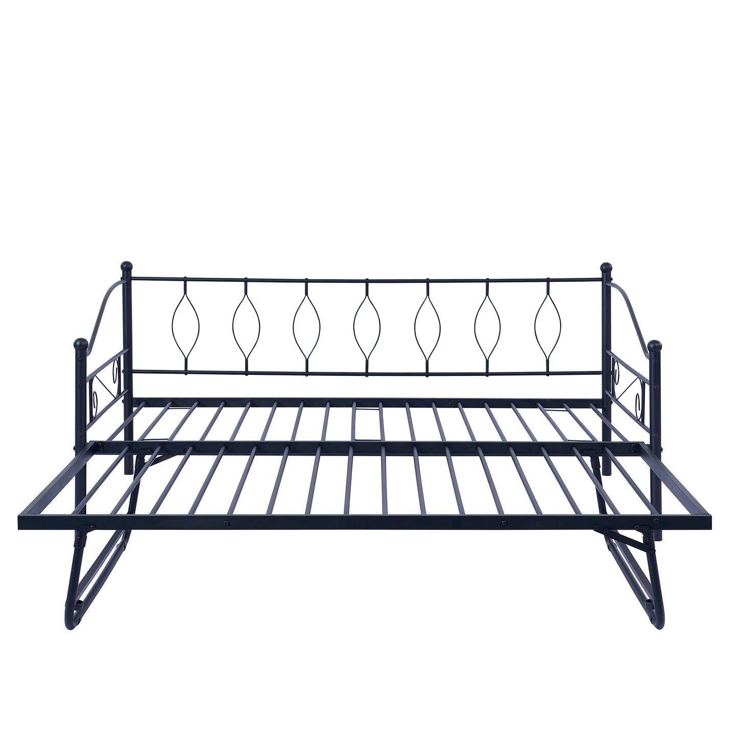 BTMWAY Daybed with Trundle Included, Twin Size Metal Daybed Frame with Adjustable Trundle, Heavy Duty Extendable Daybed with Pop Up Trundle Bed