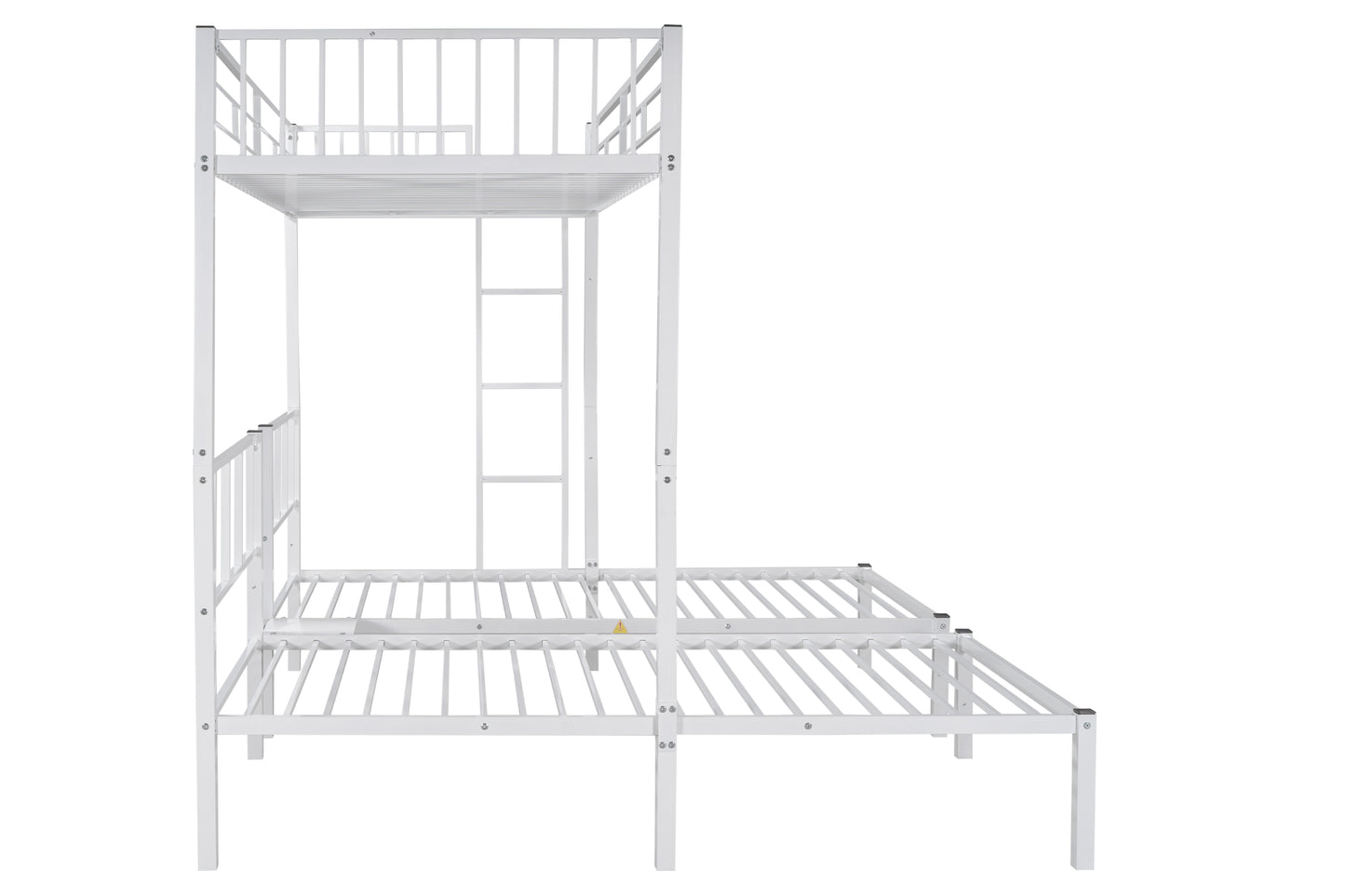 Twin Over Twin Over Twin Bunk Bed, BTMWAY Modern Metal Triple Bunk Beds, White Kids Triple Bunk Beds with Guardrails, Ladders, Convert into 3 Twin Beds Bedroom Furniture, No Box Spring Needed, R1204