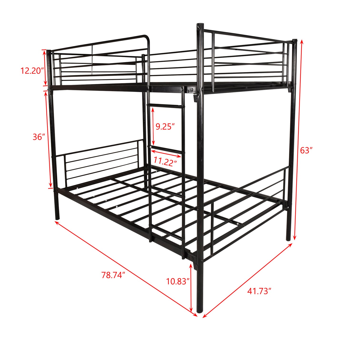 Bunk Beds Twin Over Twin, BTMWAY Twin Bunk Beds for Kids Teens Adults, Modern Metal Twin Bunk Beds No Box Spring Needed, Heavy Duty Twin Over Twin Bunk Beds with Guard Rails and Ladders, Black