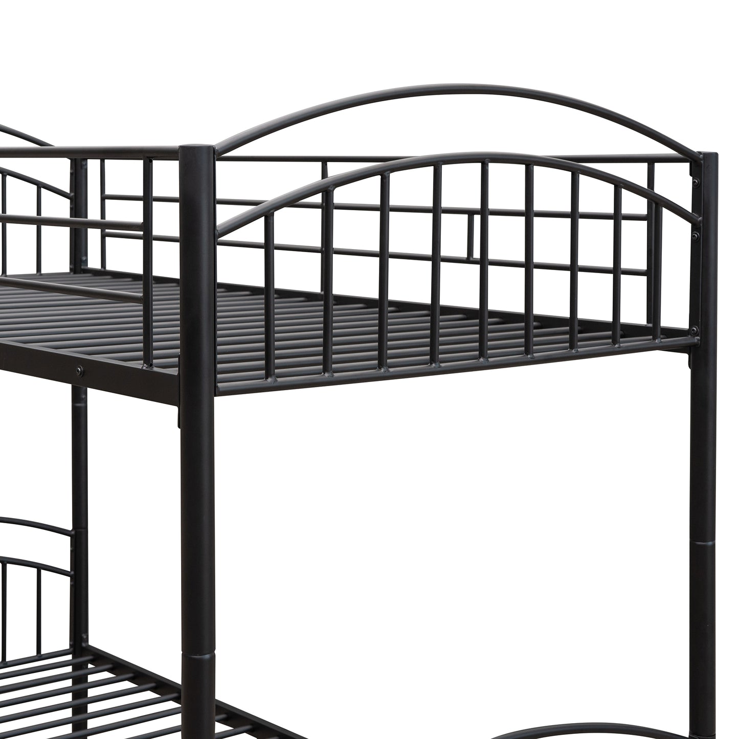 BTMWAY Twin Over Twin Metal Bunk Bed, Heavy Duty Twin Bunk Beds for Kids Teens Adults, Divided into Two Beds No Box Spring Needed, Bunk Bed Twin Over Twin with Guardrails, Ladder, Black