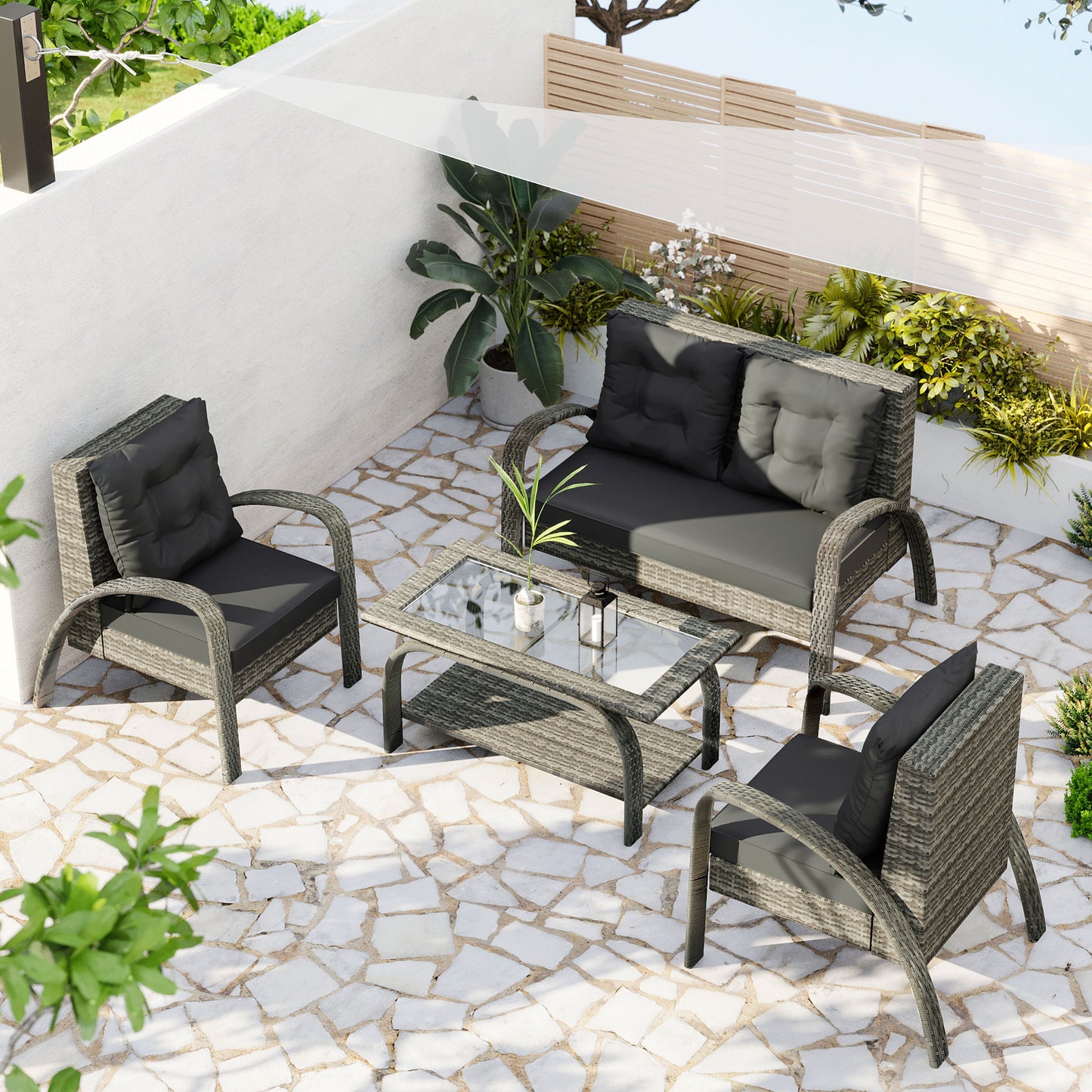 Patio conversation set of 4 btmway outdoor rattan furniture conversation best sale chair set for patio on clearance