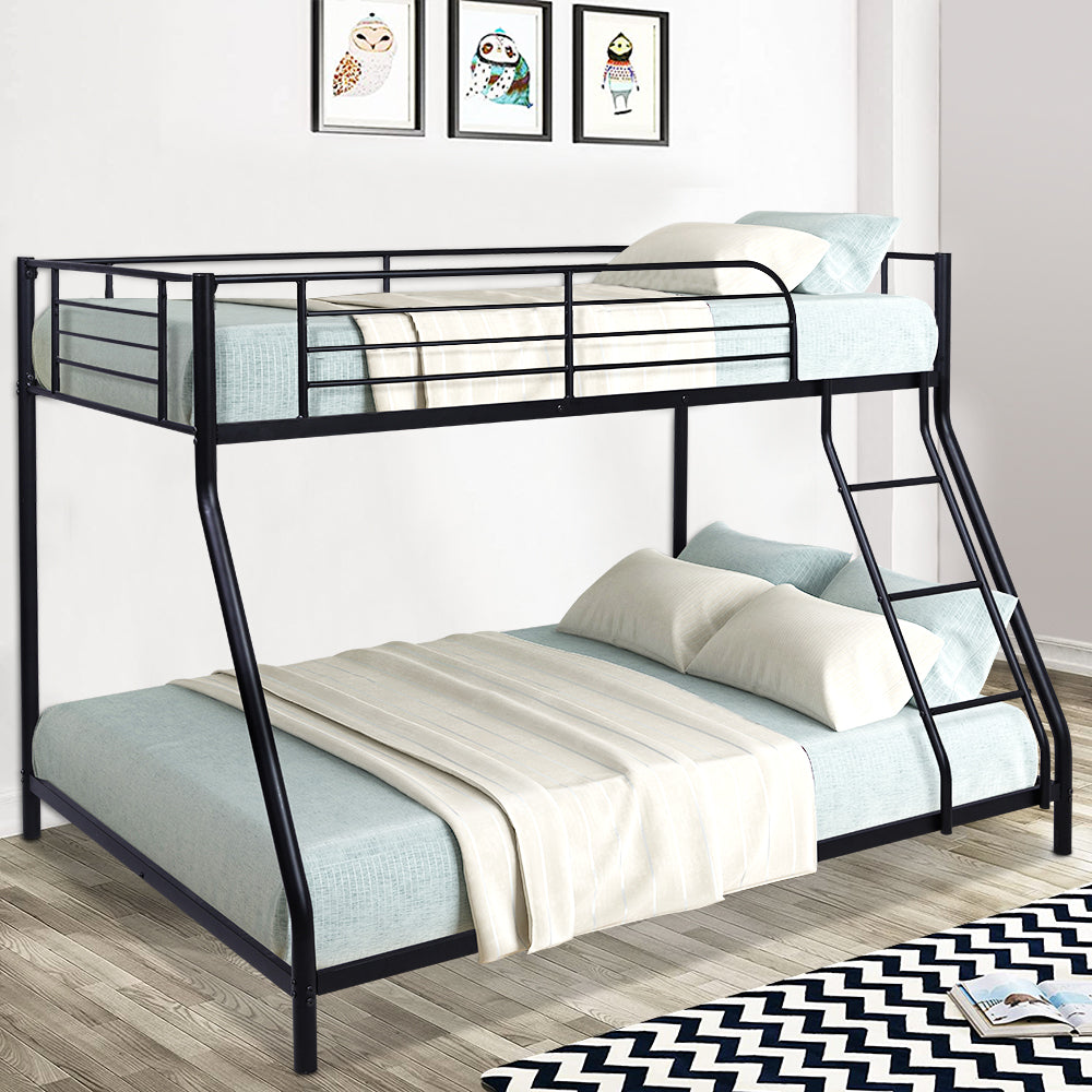 Metal Bunk Bed, Twin Over Full Bunk Bed with Ladder&Safety Guardrail, A07