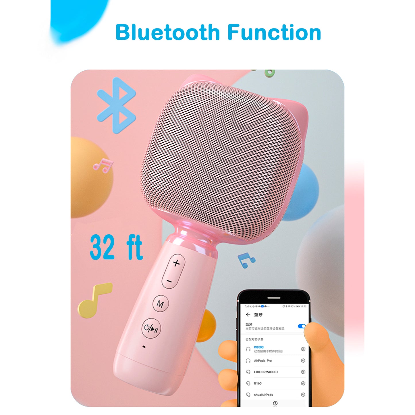 Wireless Bluetooth Karaoke Microphone for Kids Birthday Gifts, 2 in 1 Portable Handheld Microphone Speaker for Singing, Recording, Party, Voice Changer