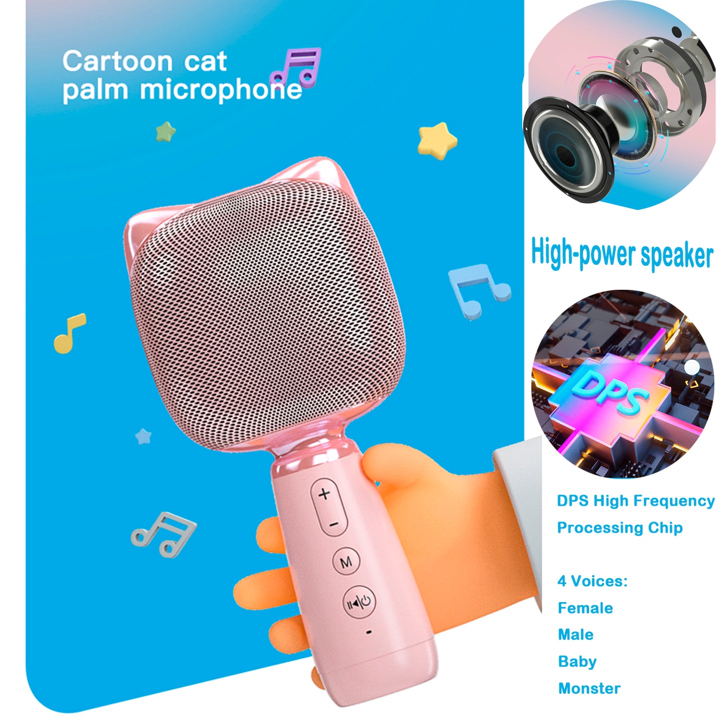 Wireless Bluetooth Karaoke Microphone for Kids Birthday Gifts, 2 in 1 Portable Handheld Microphone Speaker for Singing, Recording, Party, Voice Changer