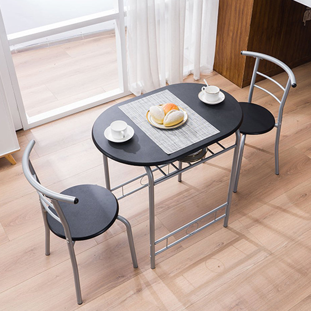 BTMWAY Counter Height Dining Set for 2, 3 Pieces High Top Breakfast Nook Table Set, Bistro Bar Table Set, Kitchen Oval Table Dining Set for Small Space, Kitchen Metal Dining Table and 2 Chairs Set, A4258