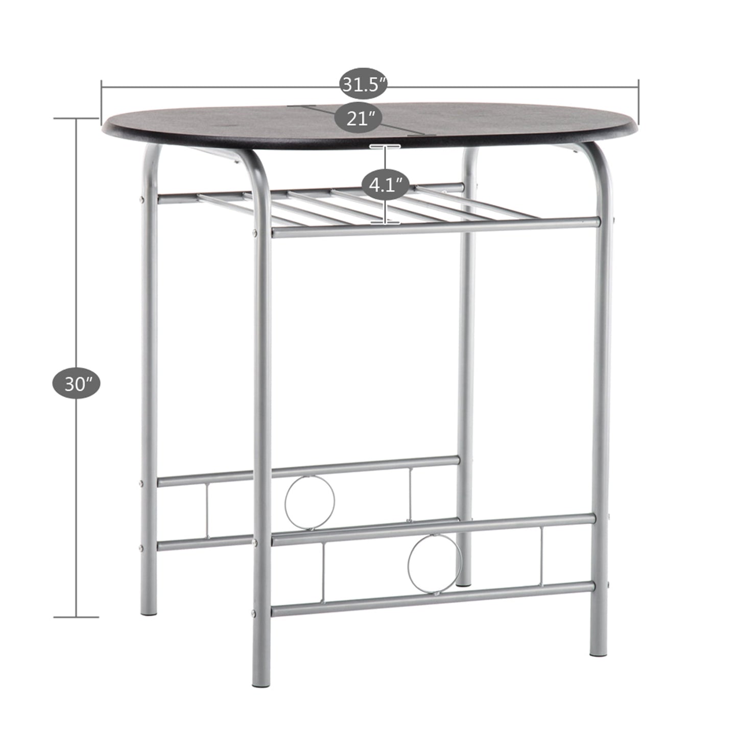 BTMWAY Counter Height Dining Set for 2, 3 Pieces High Top Breakfast Nook Table Set, Bistro Bar Table Set, Kitchen Oval Table Dining Set for Small Space, Kitchen Metal Dining Table and 2 Chairs Set, A4258