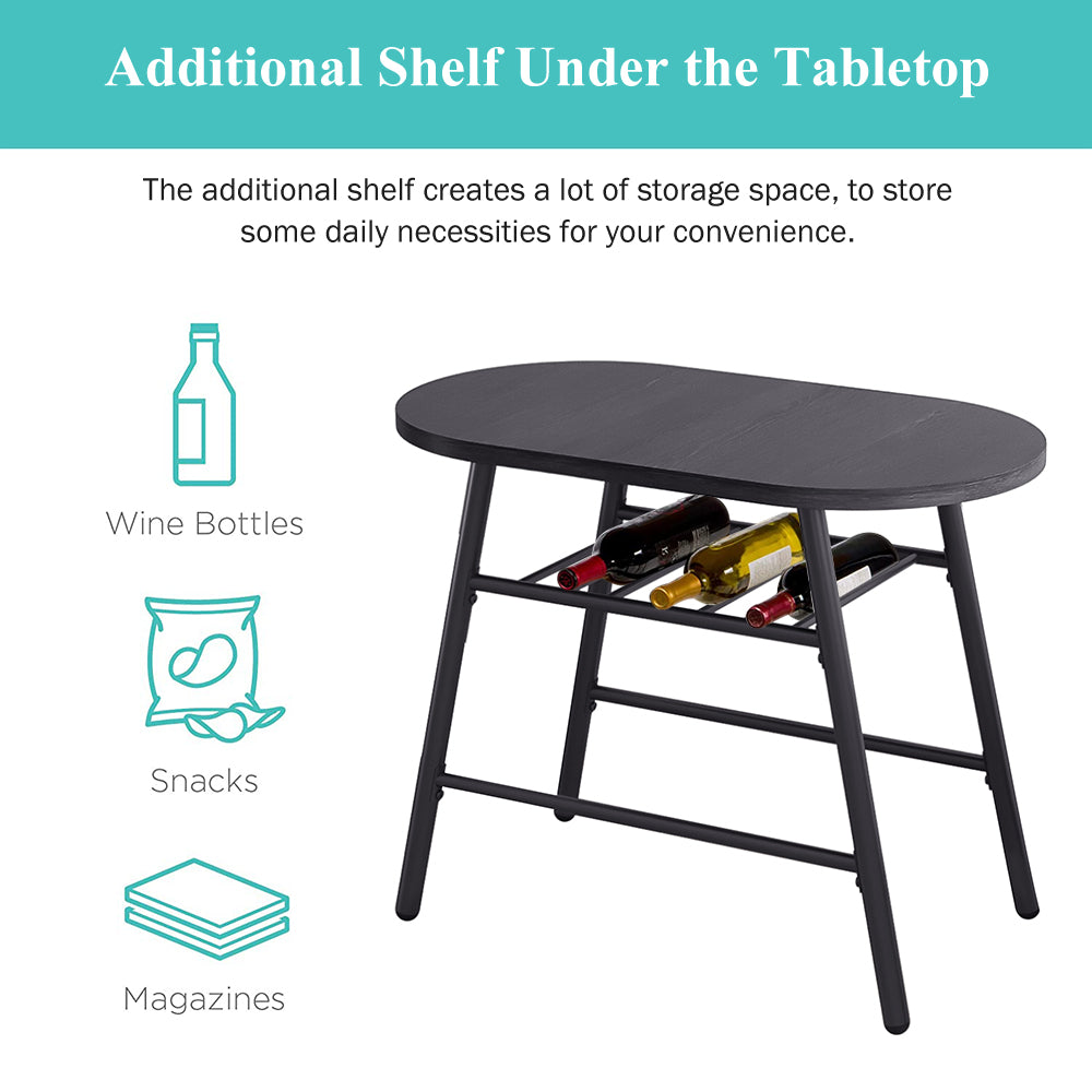 BTMWAY Counter Height Dining Set for 2, 3 Pieces High Top Breakfast Nook Table Set, Bistro Bar Table Set, Kitchen Oval Table Dining Set for Small Space, Kitchen Metal Dining Table and 2 Chairs Set, A4258
