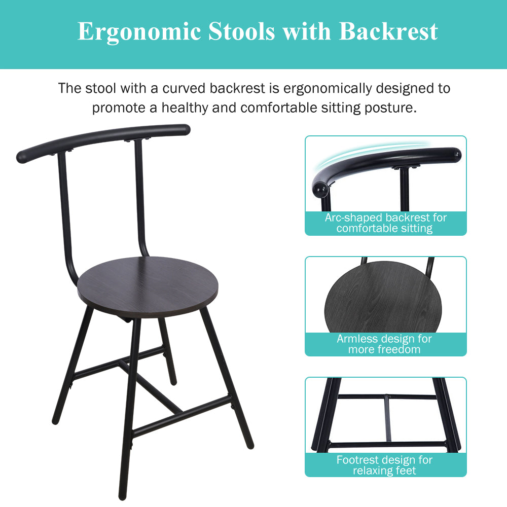 BTMWAY Counter Height Dining Set for 2, 3 Pieces High Top Breakfast Nook Table Set, Bistro Bar Table Set, Kitchen Oval Table Dining Set for Small Space, Kitchen Metal Dining Table and 2 Chairs Set, A4258