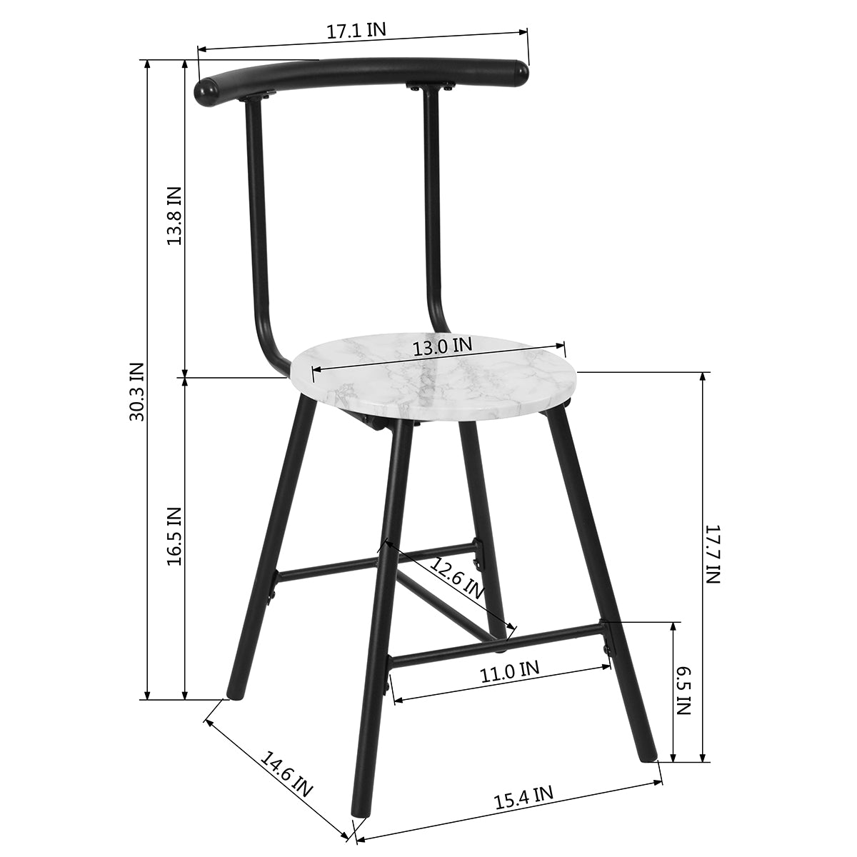 BTMWAY Counter Height Dining Set for 2, 3 Pieces High Top Breakfast Nook Table Set, Bistro Bar Table Set, Kitchen Oval Table Dining Set for Small Space, Kitchen Metal Dining Table and 2 Chairs Set, A4258