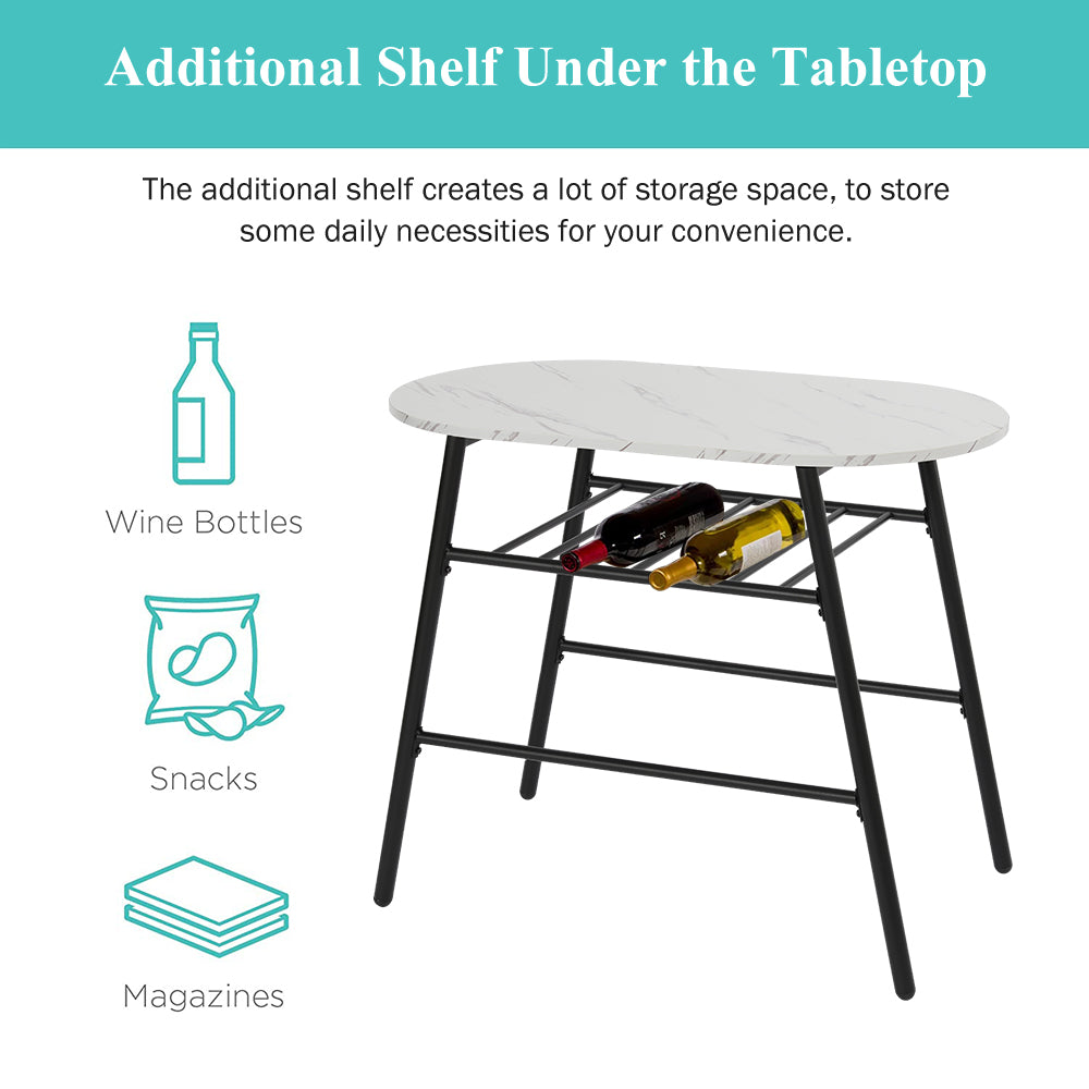 BTMWAY Counter Height Dining Set for 2, 3 Pieces High Top Breakfast Nook Table Set, Bistro Bar Table Set, Kitchen Oval Table Dining Set for Small Space, Kitchen Metal Dining Table and 2 Chairs Set, A4258