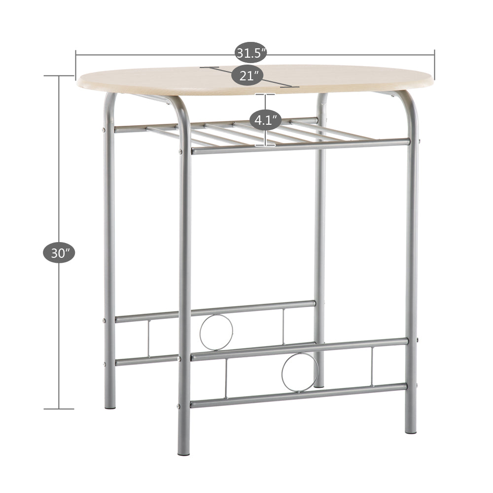 BTMWAY Counter Height Dining Set for 2, 3 Pieces High Top Breakfast Nook Table Set, Bistro Bar Table Set, Kitchen Oval Table Dining Set for Small Space, Kitchen Metal Dining Table and 2 Chairs Set, A4258