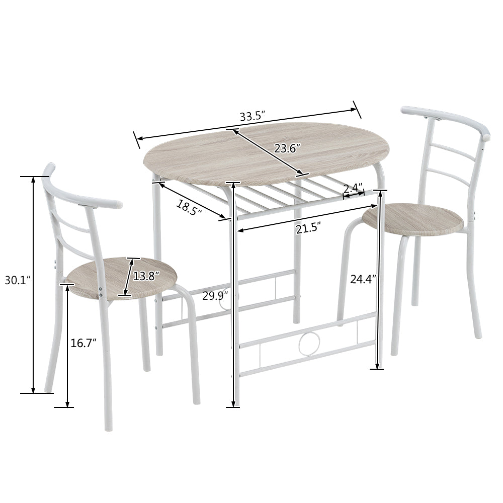 BTMWAY Counter Height Dining Set for 2, 3 Pieces High Top Breakfast Nook Table Set, Bistro Bar Table Set, Kitchen Oval Table Dining Set for Small Space, Kitchen Metal Dining Table and 2 Chairs Set, A4258