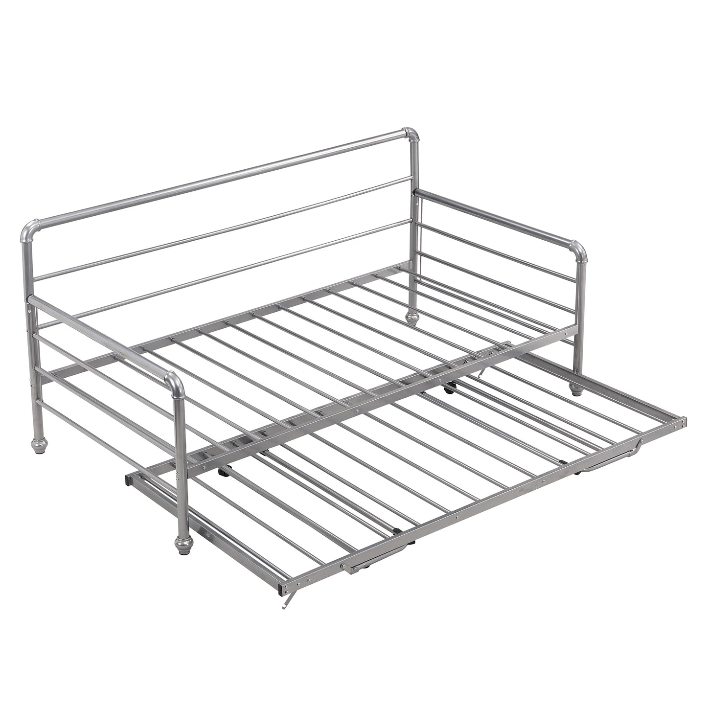 BTMWAY Daybed with Trundle Included, Twin Size Metal Daybed Frame with Adjustable Trundle, Heavy Duty Extendable Daybed with Pop Up Trundle Bed