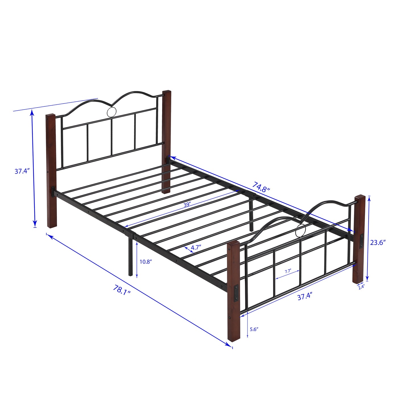 BTMWAY Twin Bed Frame, New Upgraded Metal Twin Size Platform Bed with Headboard and Footboard