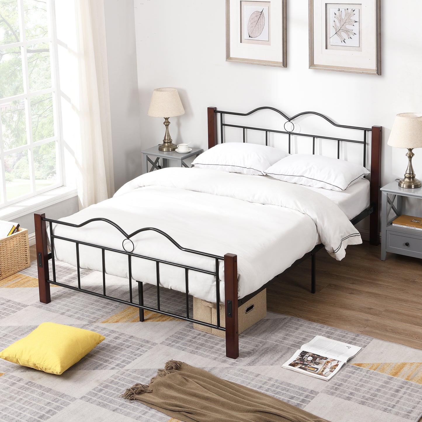 BTMWAY Twin Bed Frame, New Upgraded Metal Twin Size Platform Bed with Headboard and Footboard