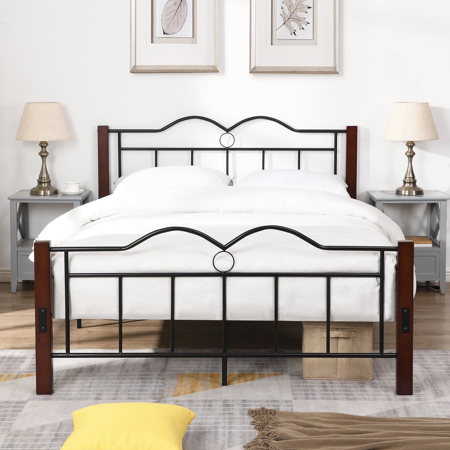 BTMWAY Twin Bed Frame, New Upgraded Metal Twin Size Platform Bed with Headboard and Footboard