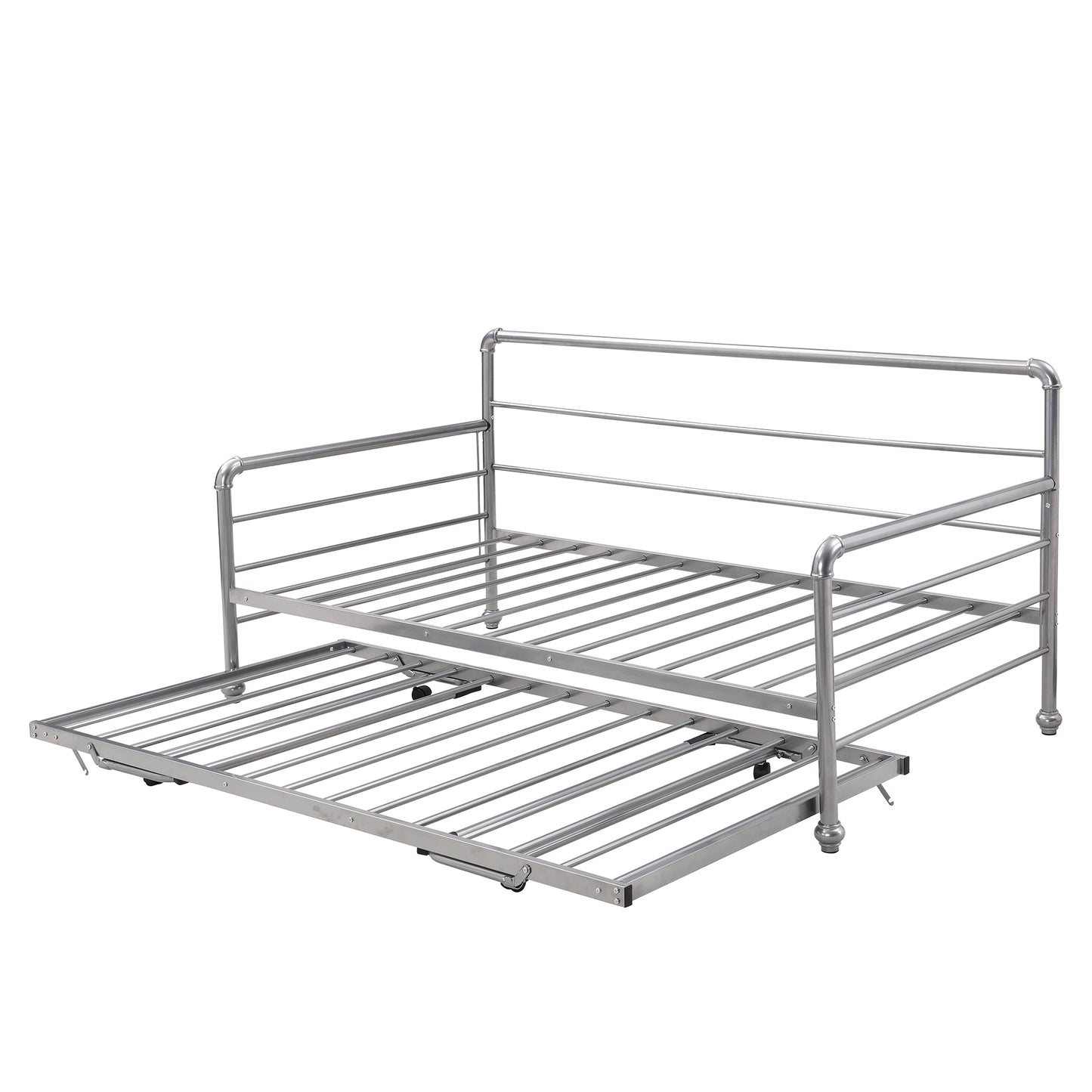 BTMWAY Daybed with Trundle Included, Twin Size Metal Daybed Frame with Adjustable Trundle, Heavy Duty Extendable Daybed with Pop Up Trundle Bed