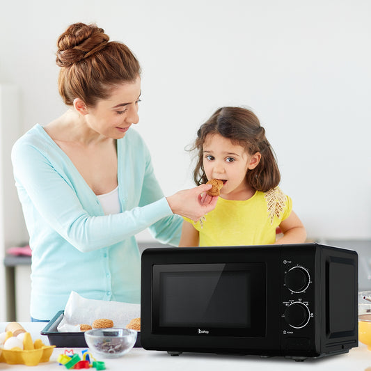 Microwave Ovens Countertop, BTMWAY 700 Watt Microwave Oven 0.7 Cu.Ft, Mechanical Dials Small Microwave Oven with 6 Power Levels, Durable Microwave Oven for Home, Office, Apartment, Dorm