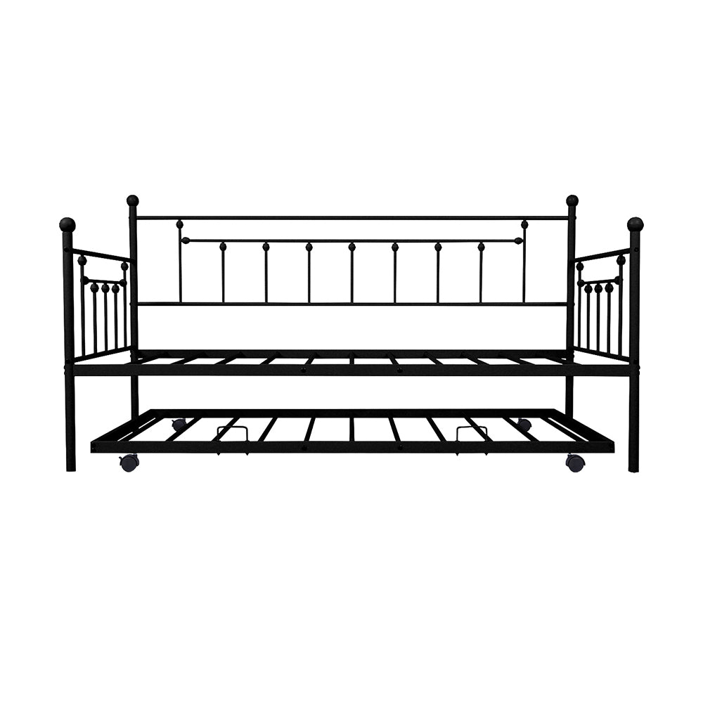 BTMWAY Twin Daybed with Trundle Included, Metal Daybed Frame with Pull-Out Trundle Bed