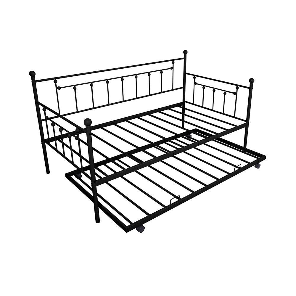 BTMWAY Twin Daybed with Trundle Included, Metal Daybed Frame with Pull-Out Trundle Bed