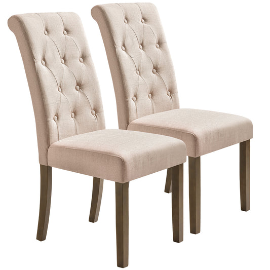 BTMWAY Dining Chairs Set of 2, New Upgraded Upholstered Dining Chairs with Solid Wood Legs, Beige