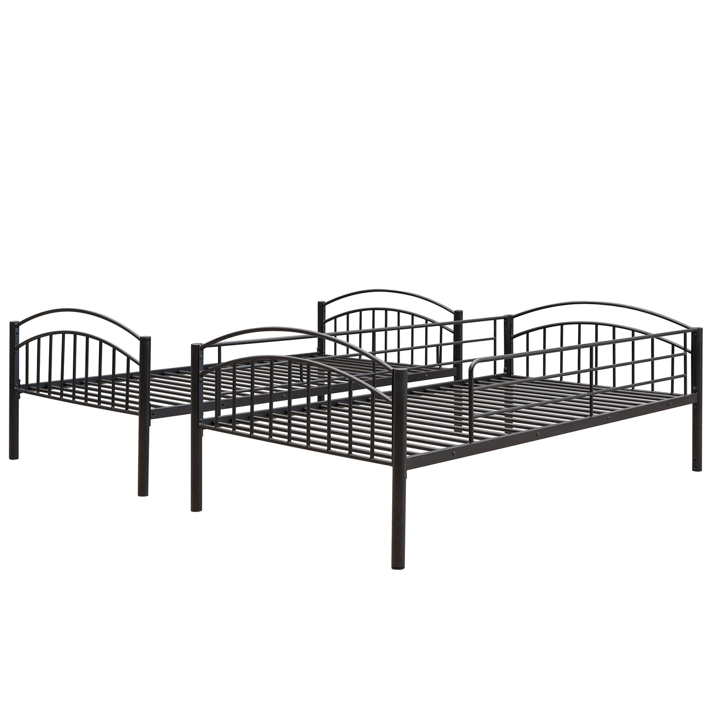 BTMWAY Twin Over Twin Metal Bunk Bed, Heavy Duty Twin Bunk Beds for Kids Teens Adults, Divided into Two Beds No Box Spring Needed, Bunk Bed Twin Over Twin with Guardrails, Ladder, Black