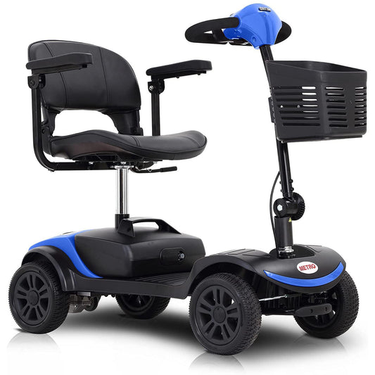 BTMWAY 4 Wheels Mobility Scooter, Folding Lightweight Travel Mobility Scooter with 360° Swivel Seat