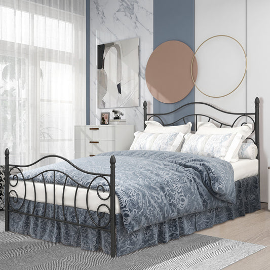 BTMWAY Queen Size Bed Frame, Queen Metal Platform Bed with Headboard and Footboard, LJC