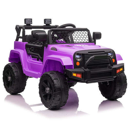 12V Ride on Cars with Remote Control, BTMWAY Kids Ride on Toys for Toddlers Boys Girls Gifts, Battery Powered Kids Electric Cars, Ride on Trucks with MP3 Player, LED Headlight, 3 Speeds, Purple