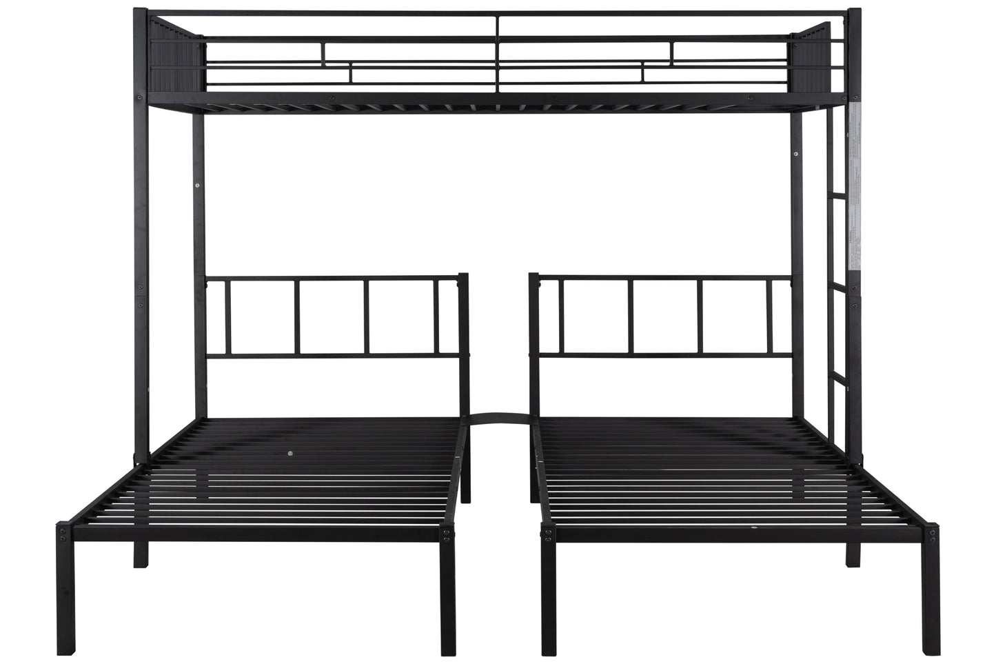 Twin Over Twin Over Twin Bunk Bed, BTMWAY Modern Metal Triple Bunk Beds, Convert into 3 Twin Beds, No Box Spring Needed, Black, R1213