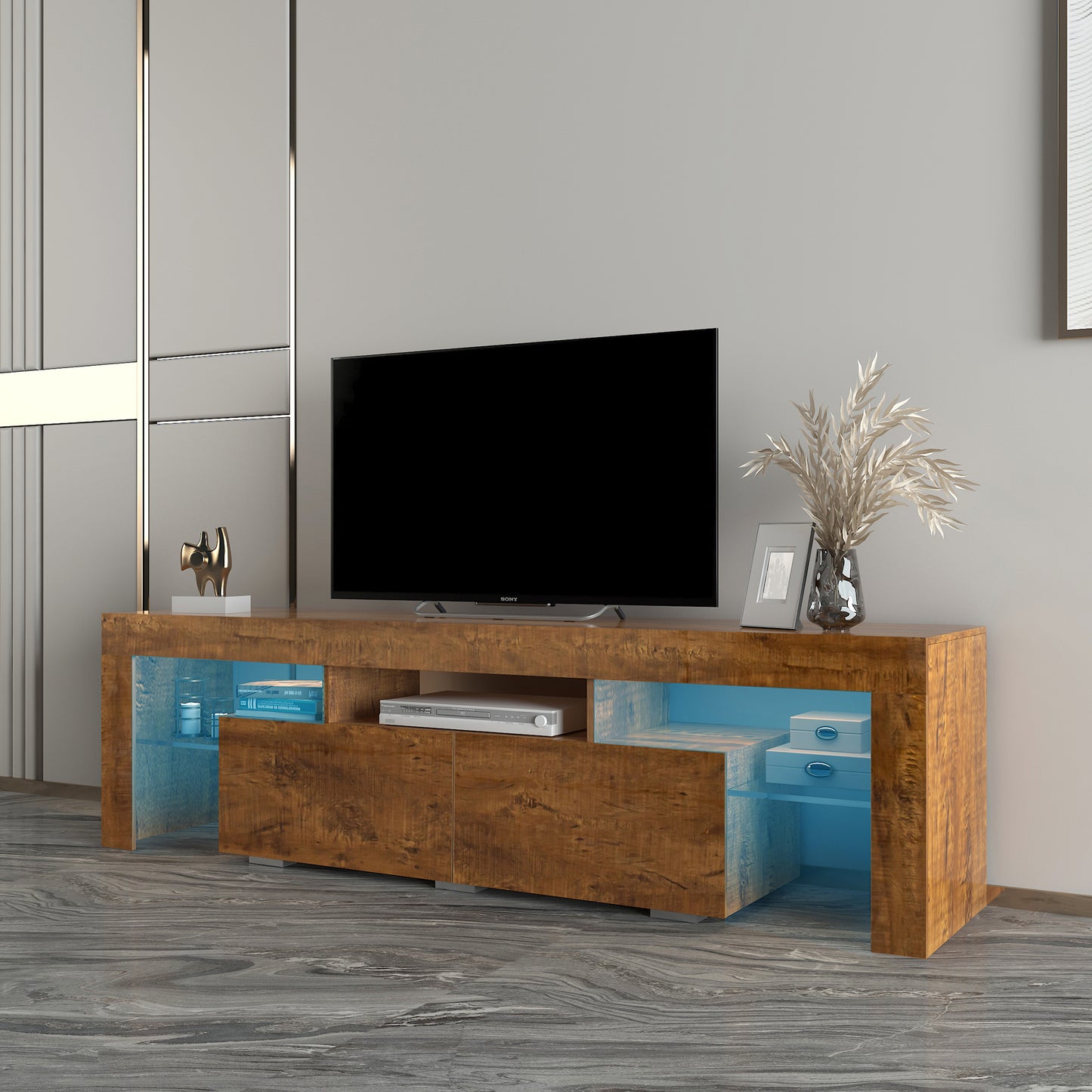 BTMWAY Farmhouse TV Console Table, Living Room Wooden TV Stand for 32-70 inch Television, LJC