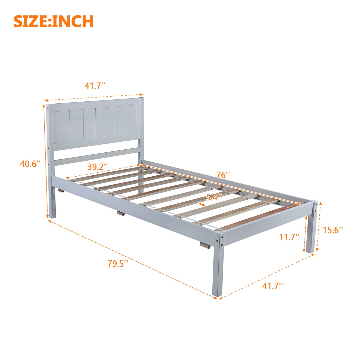 BTMWAY Twin Bed Frame with Headboard, Modern Wood Platform Bed for Kids Teens Adults