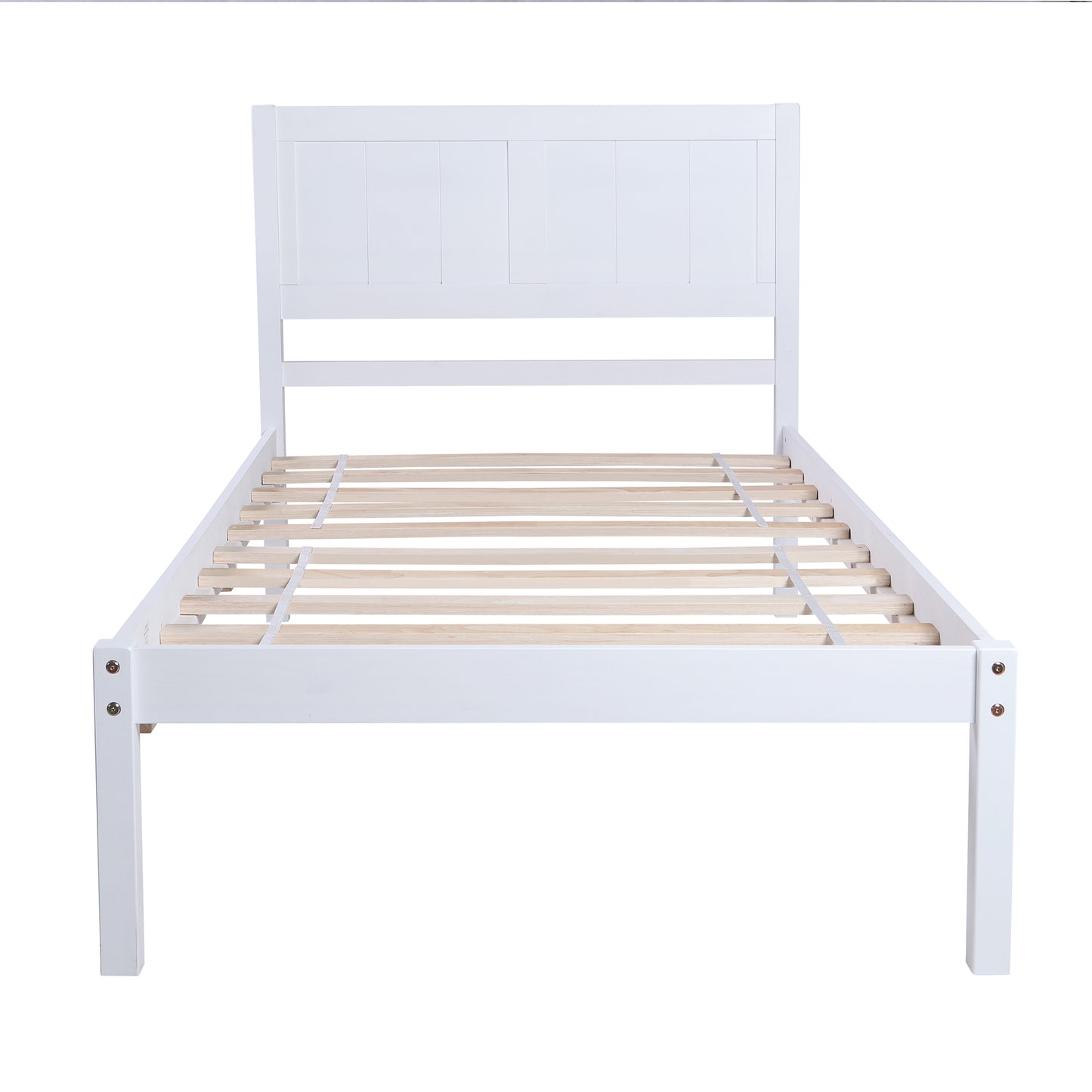 BTMWAY Twin Bed Frame with Headboard, Modern Wood Platform Bed for Kids Teens Adults