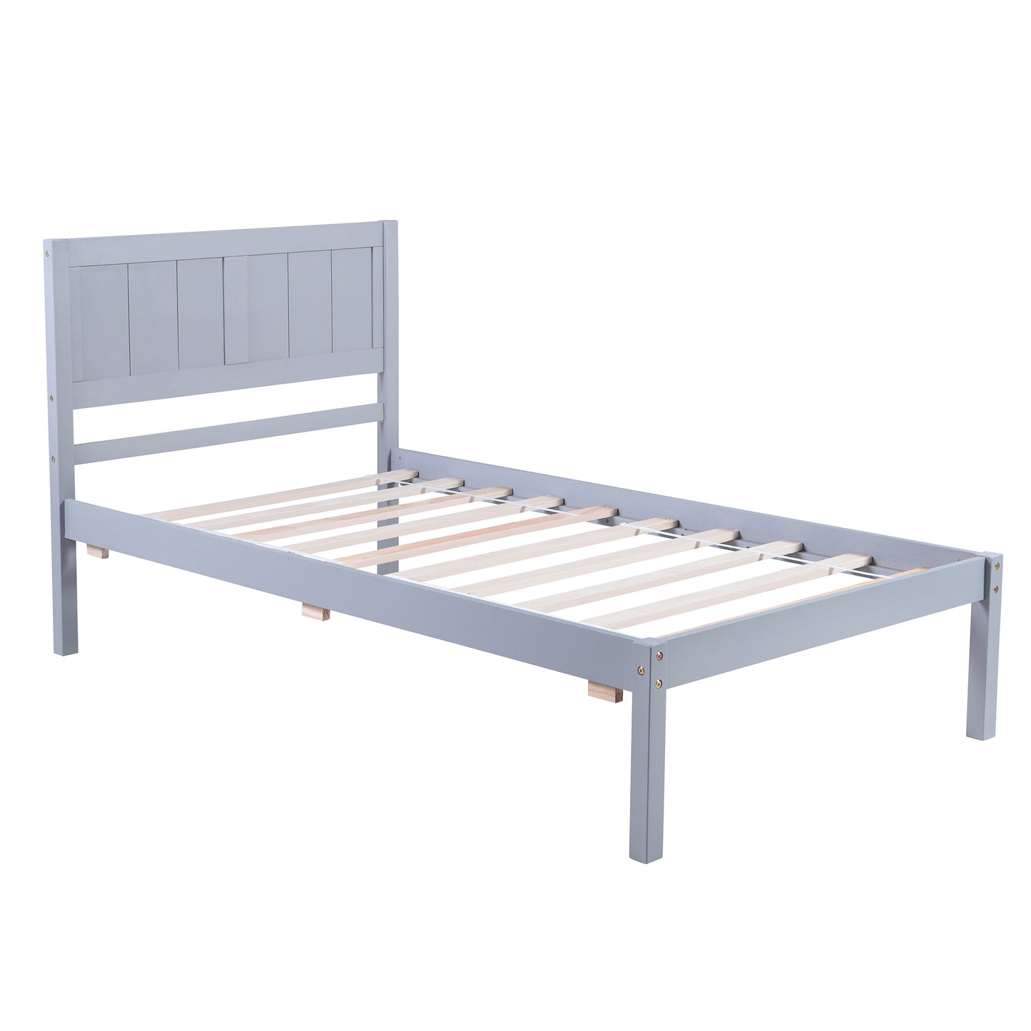 BTMWAY Twin Bed Frame with Headboard, Modern Wood Platform Bed for Kids Teens Adults